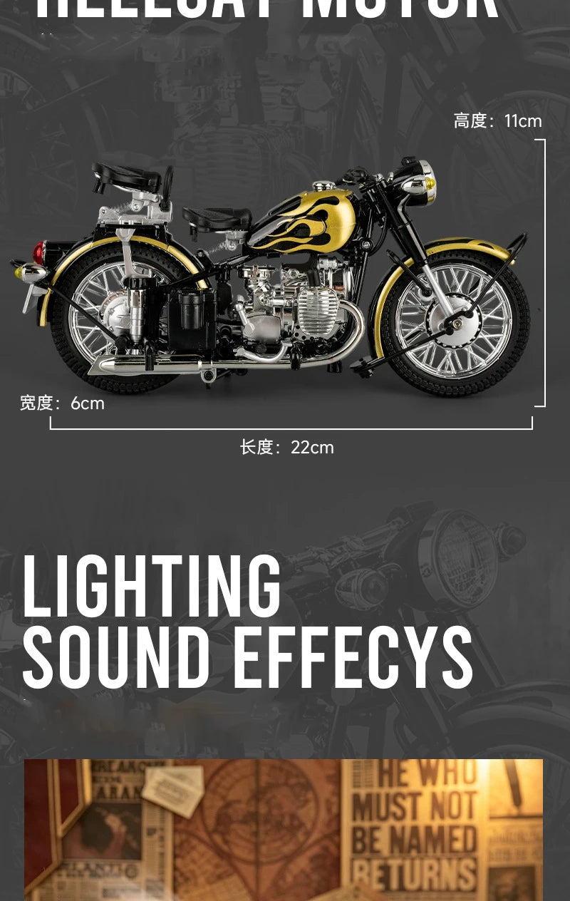 1 10 Scale Alloy Changjiang 750 Motorcycle Model with Sound and Light