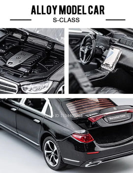 1:24 Scale S400L GLE350 Car Toy Model Doors Opened Sound Light Pull Back Metal Diecast Miniature Vehicle Collection Gift