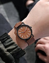 Men Business Leather Calendar Watch Men's Fake Three Eye Luminous Quartz