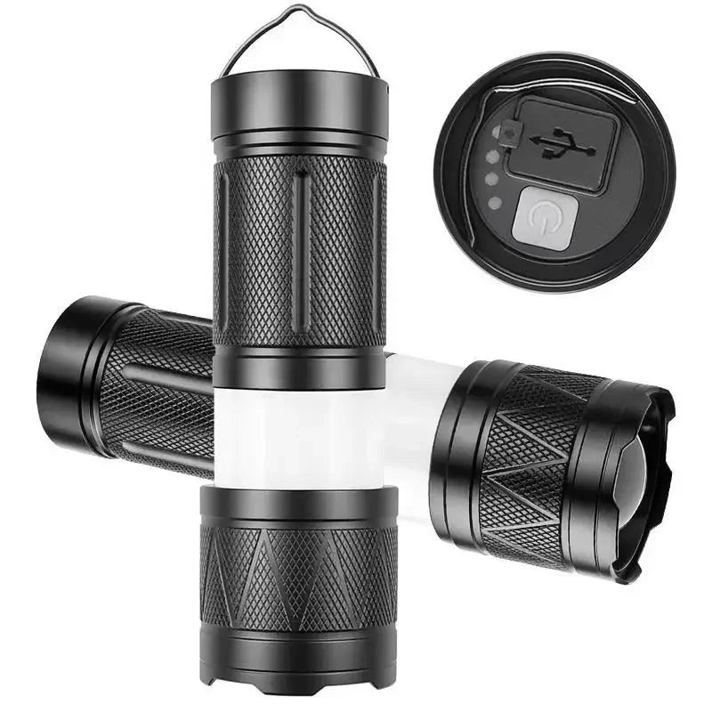Ultra Bright LED Flashlight 12000mAh Rechargeable Zoomable Tactical Torch IPX6 Waterproof Power Bank