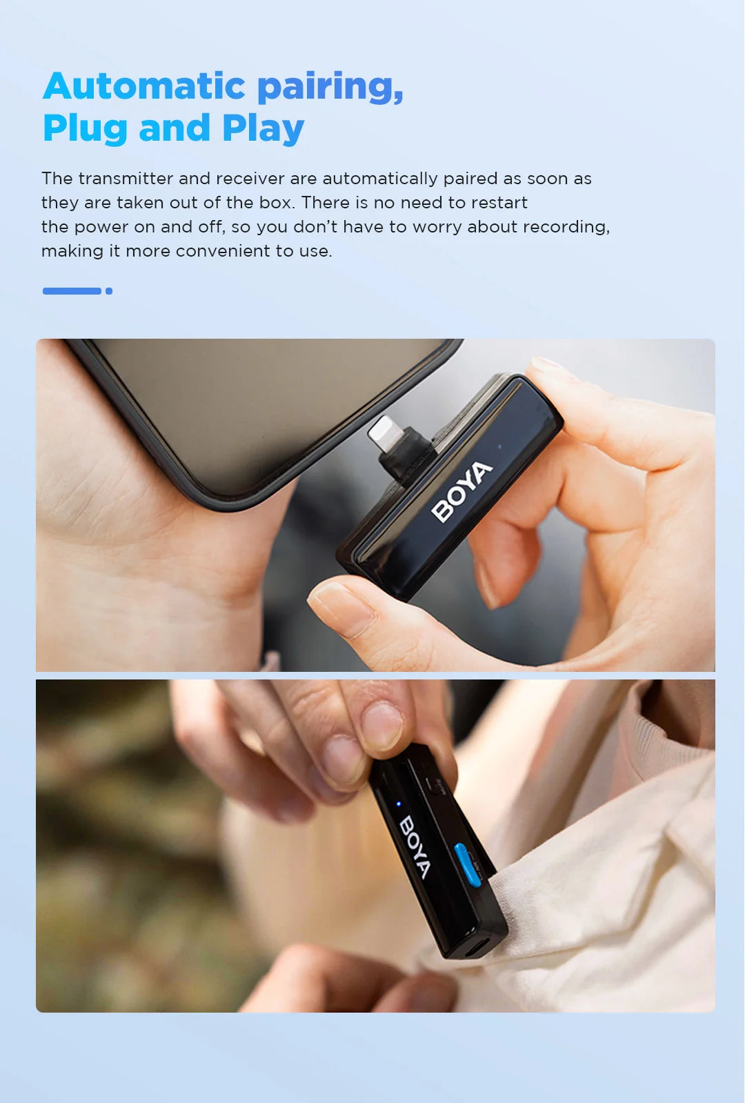 A Wireless Lavalier Microphone for iPhone 15/16 Series OPPO Samsung Xiaomi Go Pro SONY DSLR Cameras Vlog Recording