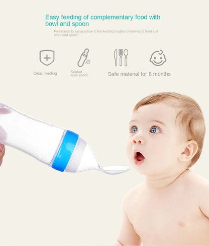 Squeezing Baby Feeding Bottle Silicone Newborn Baby Training Rice Spoon Infant Cereal Food Supplement Feeder Toddler Milk Bottle