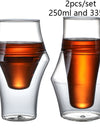 120/250/335ml Double-layer Glass Cup Hanging Ear Espresso Coffee Cup Anti-scalding Milk Brandy Wine Teacup Clear Mug Set