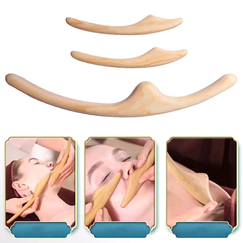 Lymphatic Drainage Massager Wooden Gua Sha Scraper Body Acupressure Therapy Tool Body Shaping Massager Relieve Muscle Fatigue