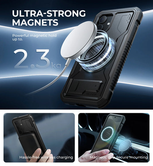 Magnetic Case For Samsung Galaxy S24 holder For MagSafe Shockproof Rugged Bumper Cover Protective With Built in Screen Protector