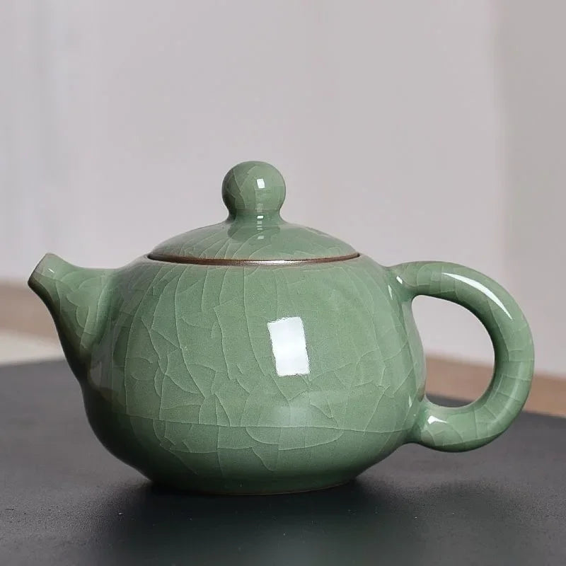 Longan celadon, small teapot, ice crack glaze, ceramic