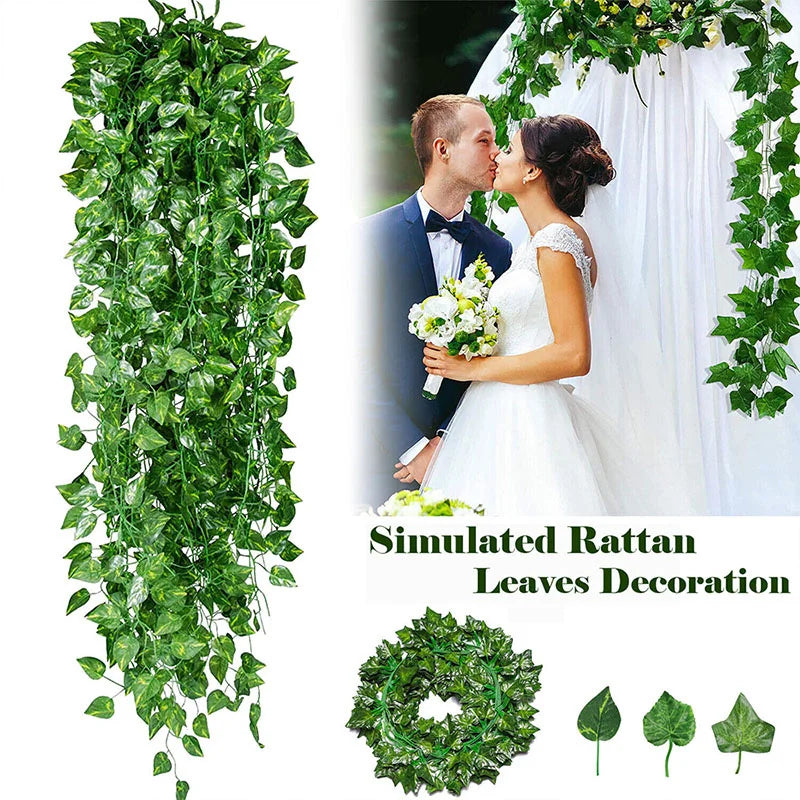 6pcs Artificial Ivy Leaves Plants Garland Plant Vines Fake Flowers Home Bedroom Party Garden Wedding Decoration Hanging Plants