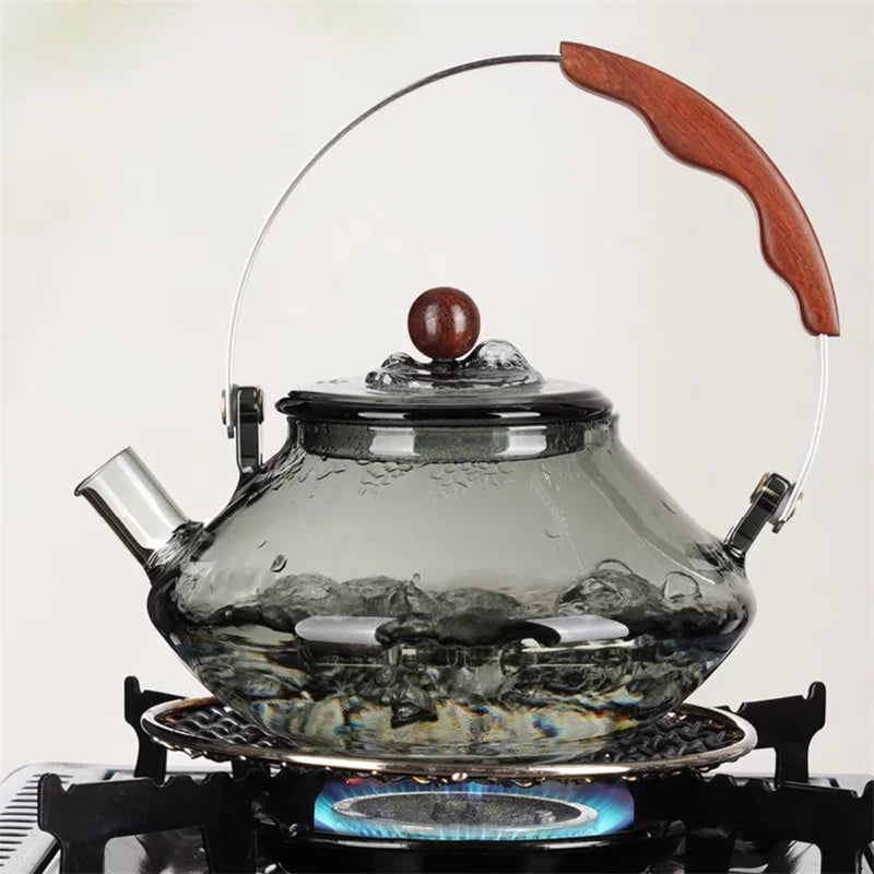Kung Fu Tea Set Beam Glass Teapot Pottery Stove Tea Water Separation Tea Pot Cooking and Steaming Dual Purpose Tea Kettle