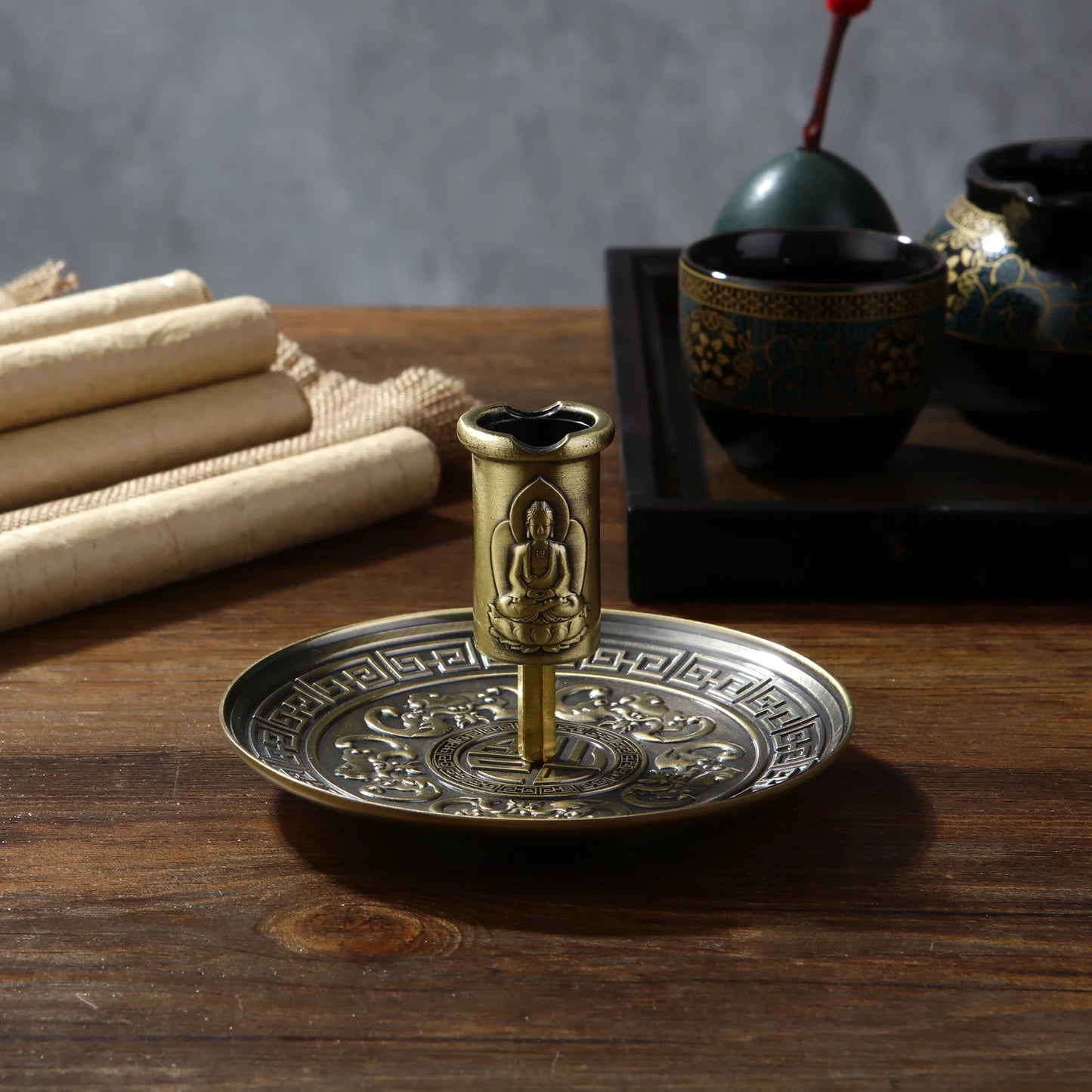 Chinese Style Metal Palo Santo Holder Incense Burner for Palo Santo Sticks Incense Holder Scent Wood Stand and Ash Catche