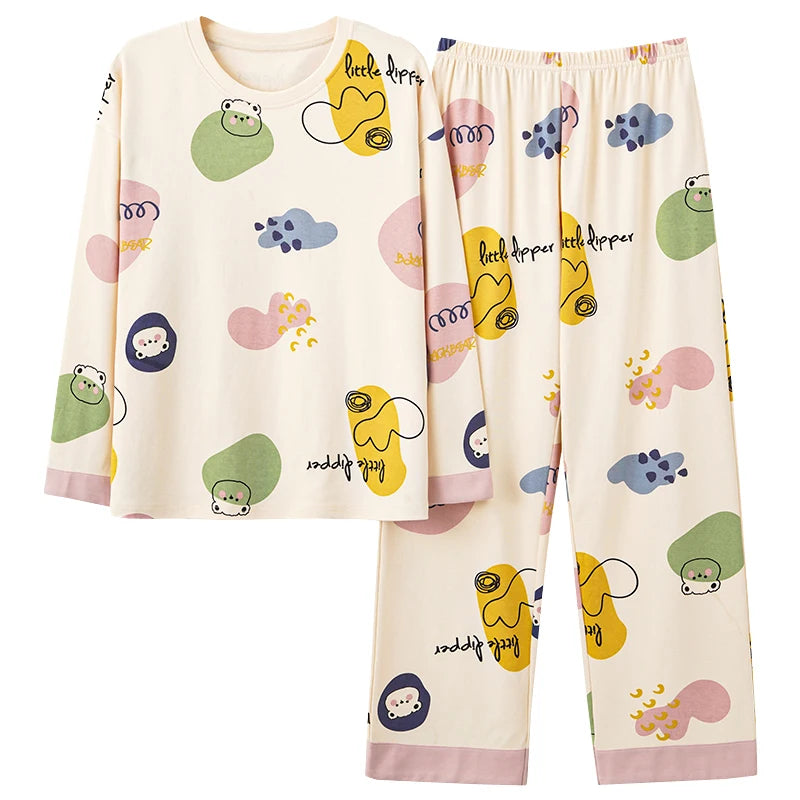 Women’s 2-Piece Pajama Set – Long Sleeve Top & Pants, Loose & Comfortable Winter Loungewear