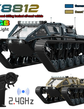 LED Light Full Scale Tracked Tank Simulation Model Toy RC Car Model Drift Remote Control Off-Road Vehicle Boy Gift