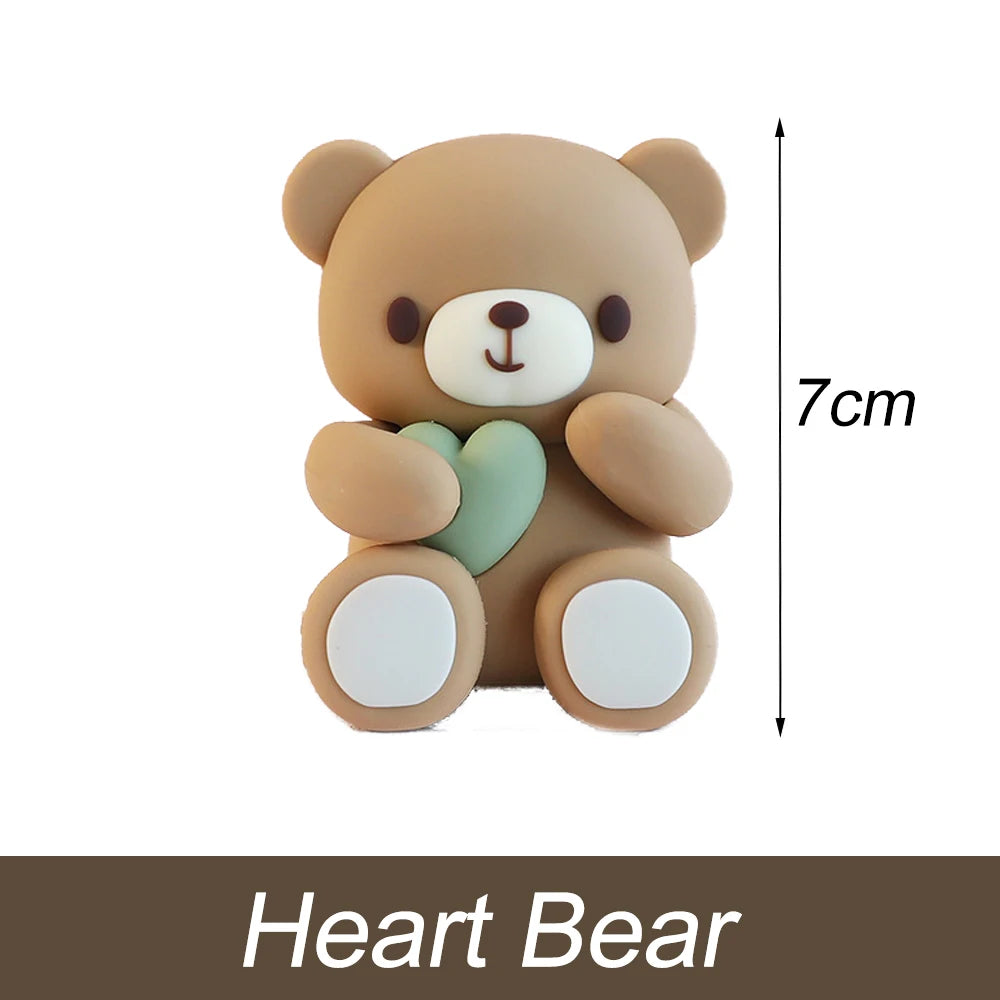 1 Set Brown Bear Cake Toppers  2-4cm White Balls Boho Teddy Bear Cake Topper for Birthday  Shower Cupcake Cake Decoration