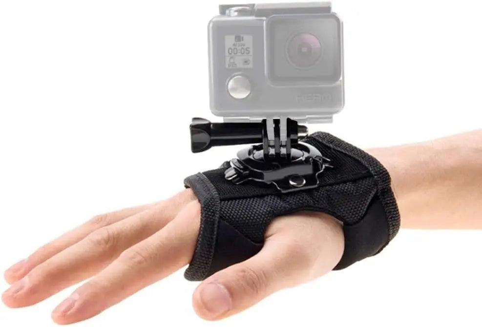 360° Rotation Action Camera Glove Wrist Strap Mount Adjustable Hand Mount for Sports Cameras