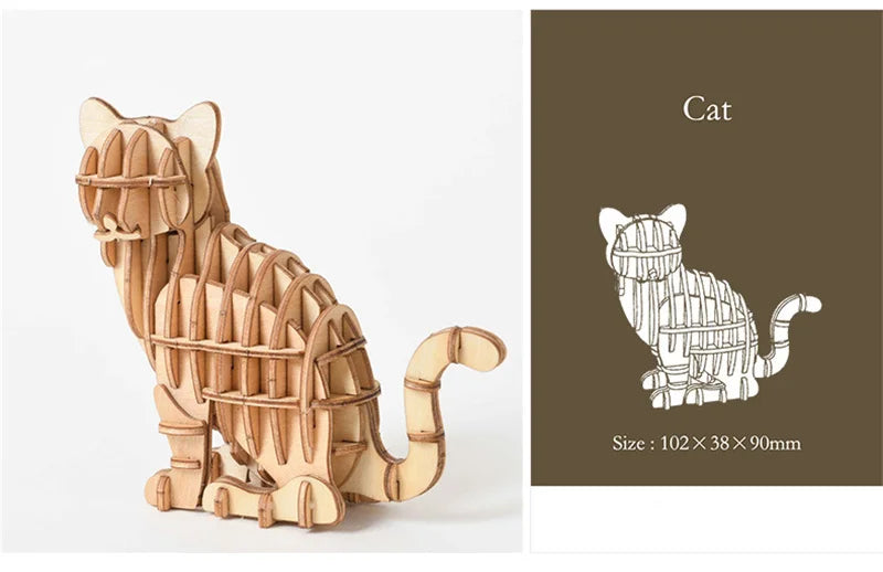 3D Wooden Puzzle Toys for  Adults Teens Animal Assembly Kit Decoration Animal Puzzle Games Home Office Creative Ornament