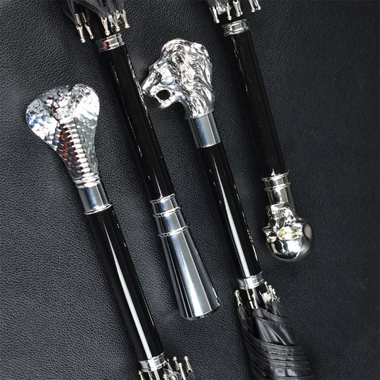 Personality High Density Umbrella Long Handle Black Rubber Straight Bar Lion Horse Snake Skull 12 Zodiac Creative Umbrella