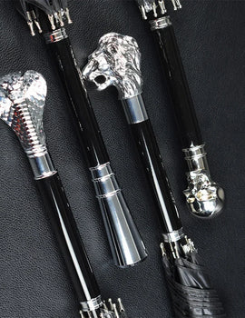 Personality High Density Umbrella Long Handle Black Rubber Straight Bar Lion Horse Snake Skull 12 Zodiac Creative Umbrella