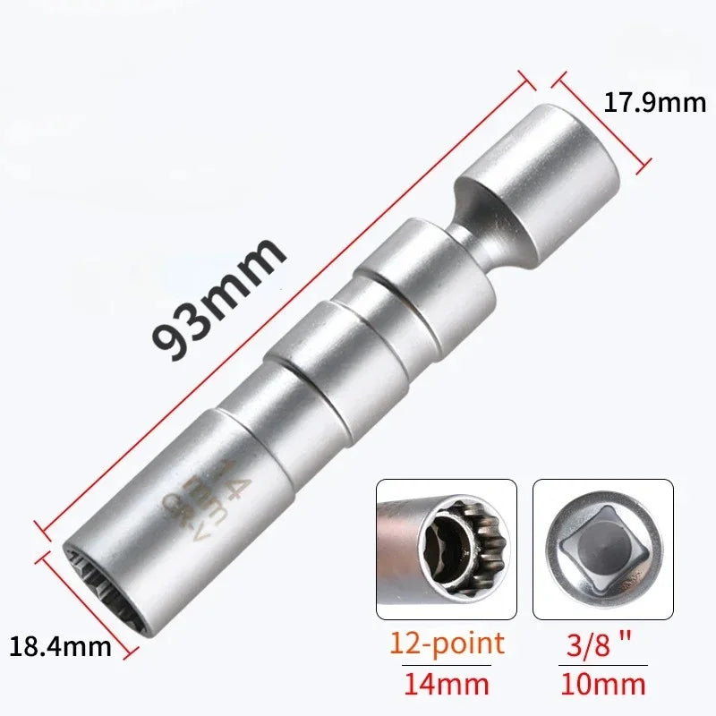 14mm 16mm Spark Plug Removal Tool Wrench  Sleeve 3/8-Inch 12-Point Swivel Candle Key 16mm Pull Out Spark Plugs