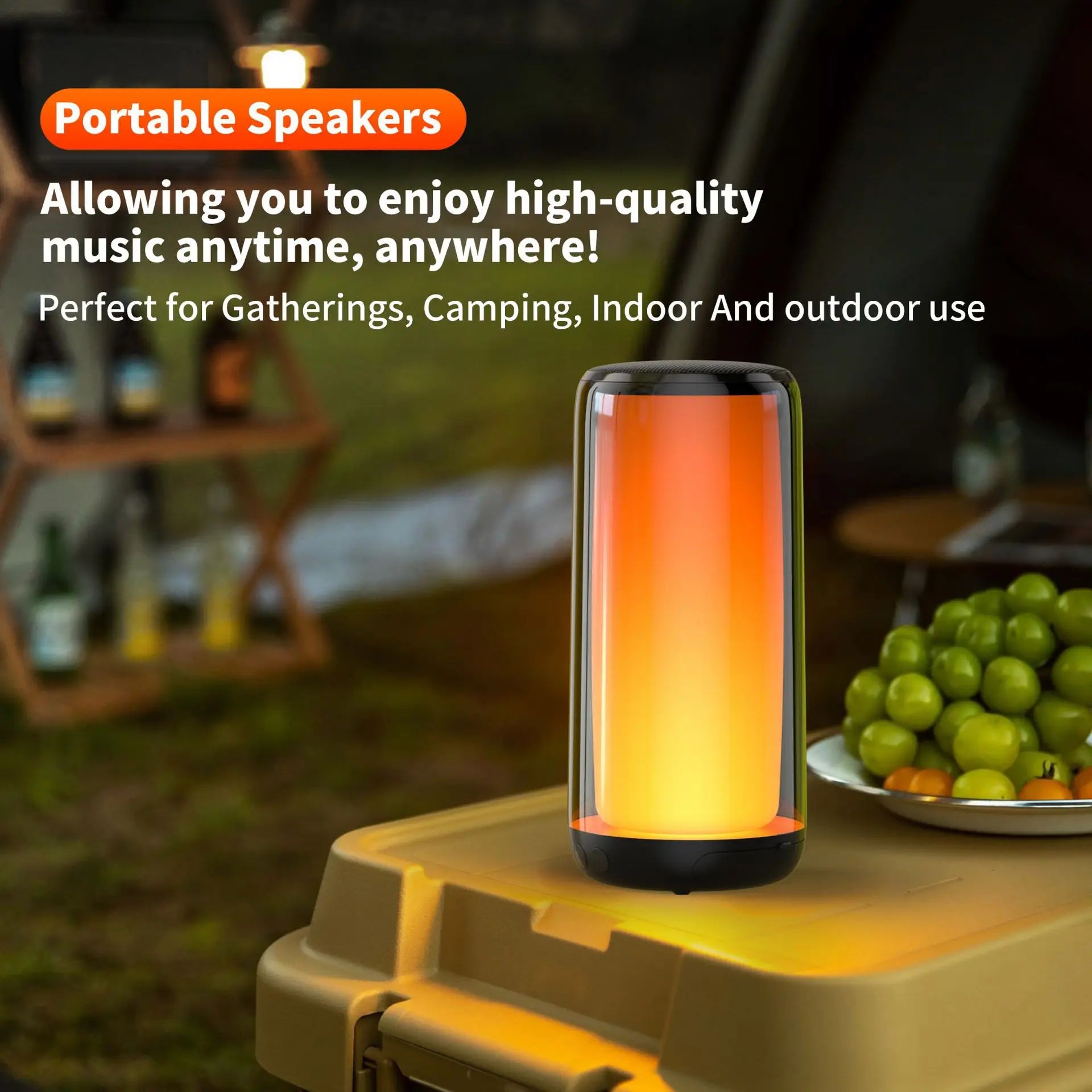 HF33 Mini Portable Wireless Speaker Outdoor Subwoofer with 360 Led HiFi Sound Quality Camping Bass Speaker Supports TWS/TF/AUX