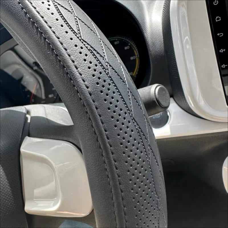 Perforated Nappa Leather Car Steering Wheel Cover 37CM 38CM