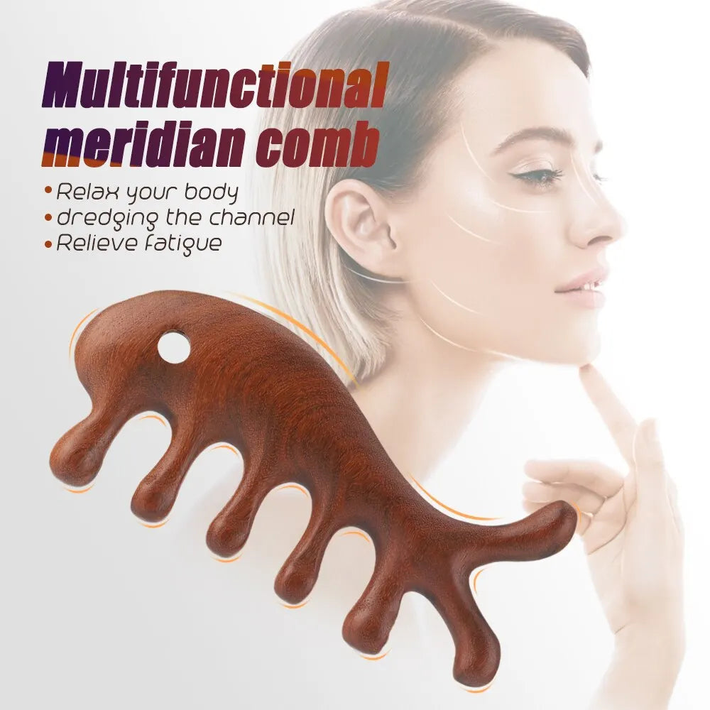 1 Pcs Hair care Multifunctional Meridian Massage Comb Sandalwood Health Care Comb Body Massage For Head Neck Back Abdomen and Waist