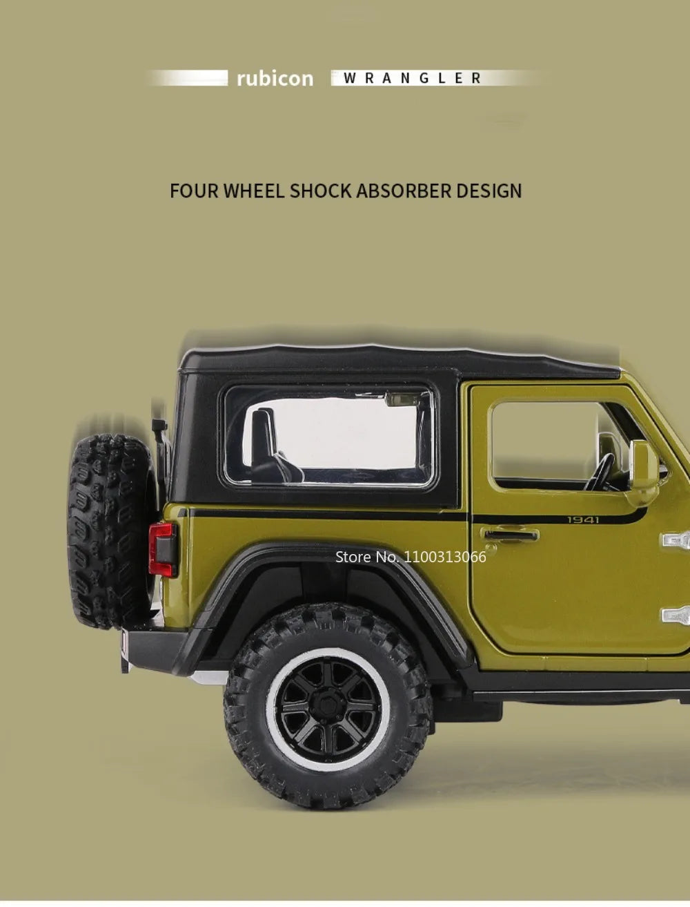 1/32 Wrangler Alloy Diecast Car Models Toy 1941 Rubicon Metal Off-Road Vehicles with Sound Light Car Toys for  Boys