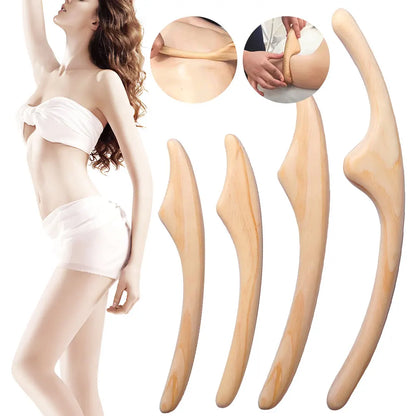 Lymphatic Drainage Massager Wooden Gua Sha Scraper Body Acupressure Therapy Tool Body Shaping Massager Relieve Muscle Fatigue