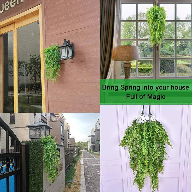 80CM Artificial Persian Fern Plants Vine Hanging Baskets Fake Plant Garland Rattan for Wall Garden Home Wedding Party Decor