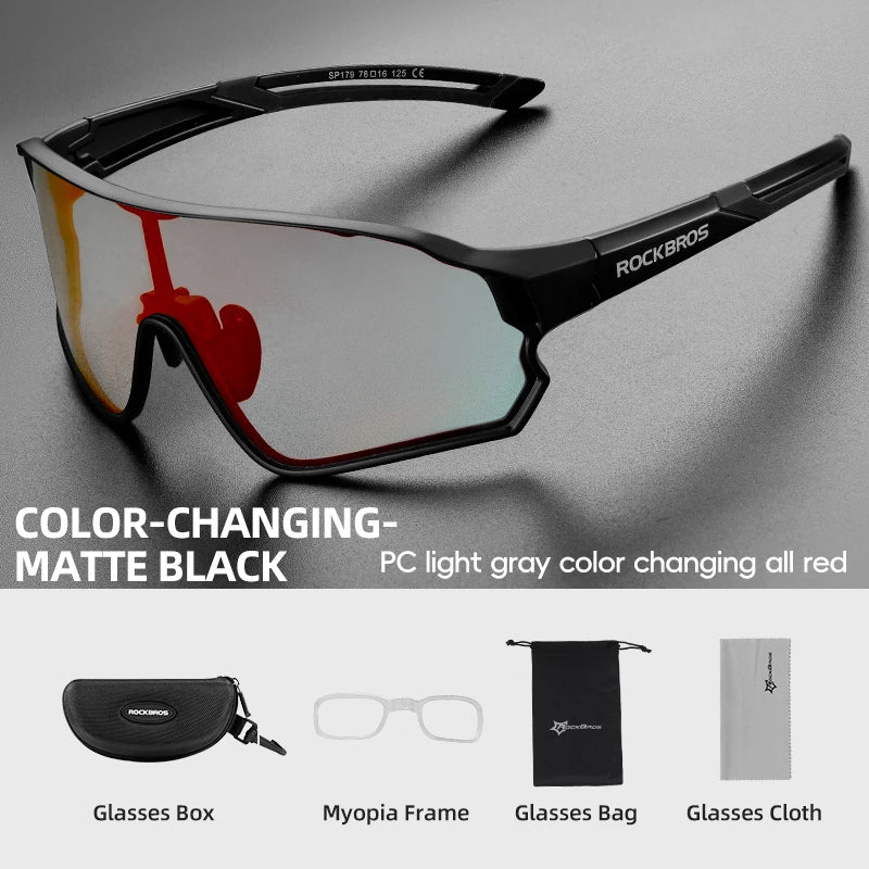 Photochromic Bicycle Glasses UV400 Goggle Large Frame Men Women Sports Bike Eyewear Sungless Adjustable Cycling Glasses