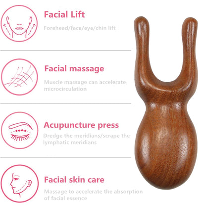 Eyes Facial Wood Gua Sha Tool, Natural Sandalwood Wooden Nose Guasha Massage Tools, Multifunctional Face Manual Massager Tools