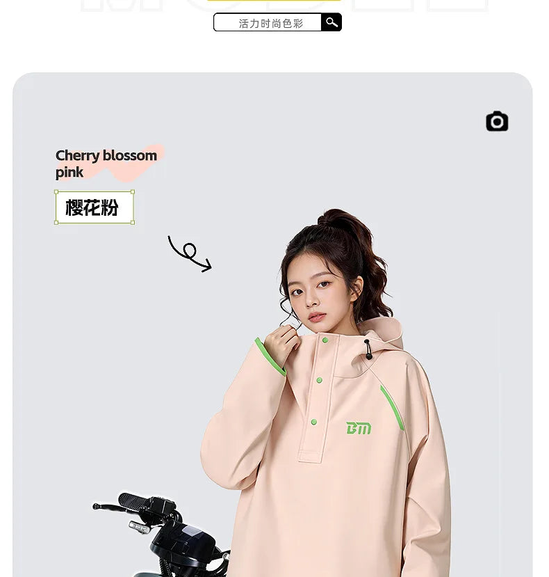 Thickened Full Body Waterproof PVC Raincoat for Motorcycle and Electric Scooter Riding