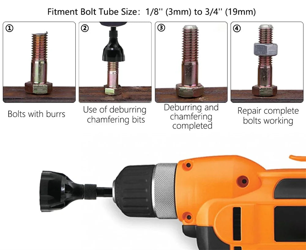 Deburring Tungsten Steel Chamfer Thread Trimmer Alloy Remove Burr Screw Rod Bolt Deburring Tool