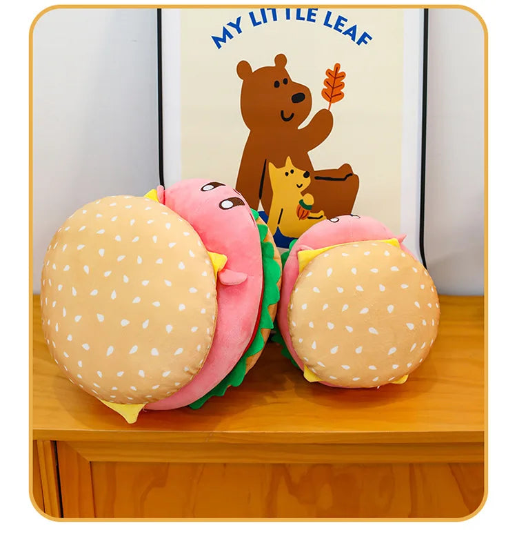 Cute Burger Shape Plush Toy Soft Huggable Stuffed Animal