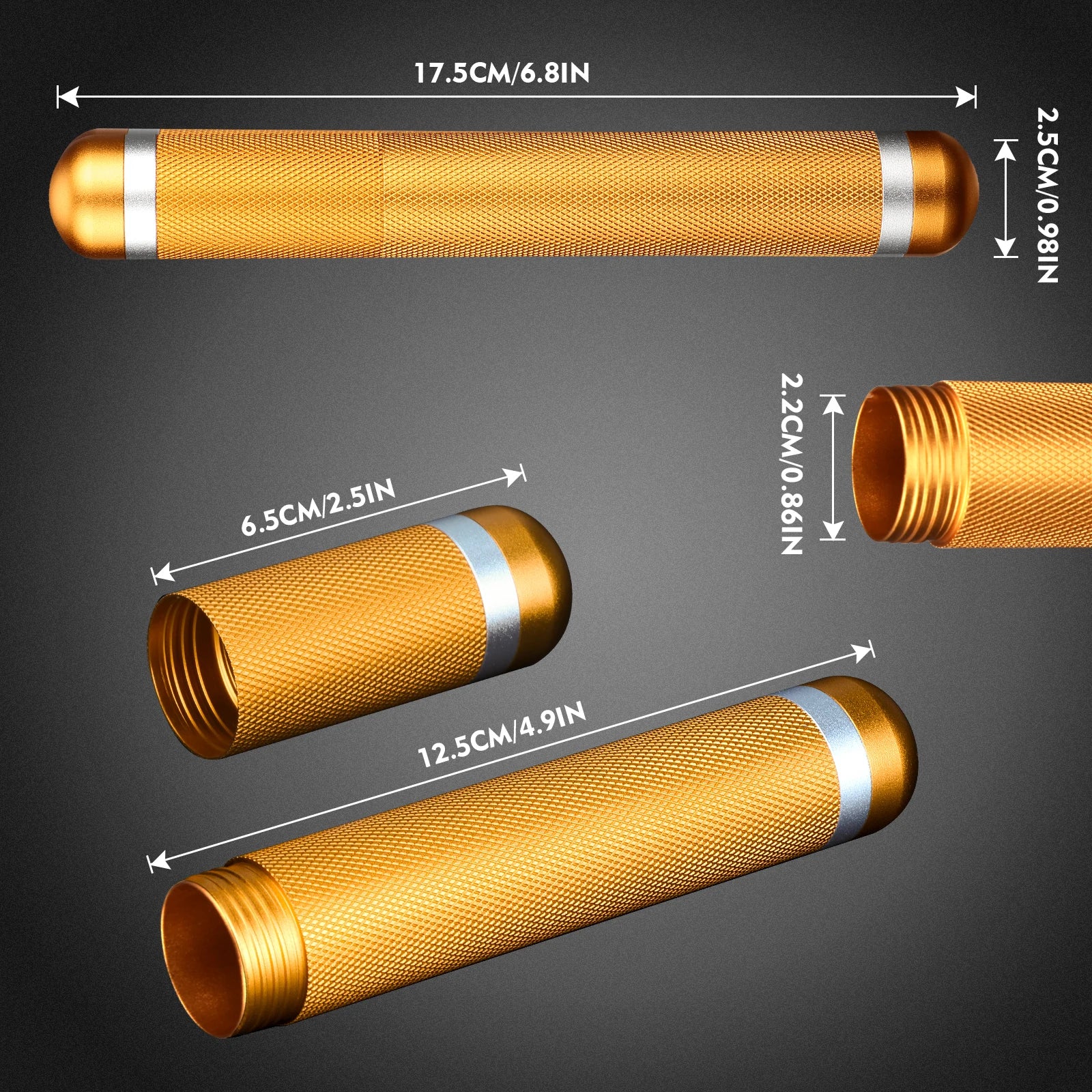 Scotte Aluminum Humidor Cigar Tube Storage, Moisture-Proof Cigar Case, Smoking Accessories