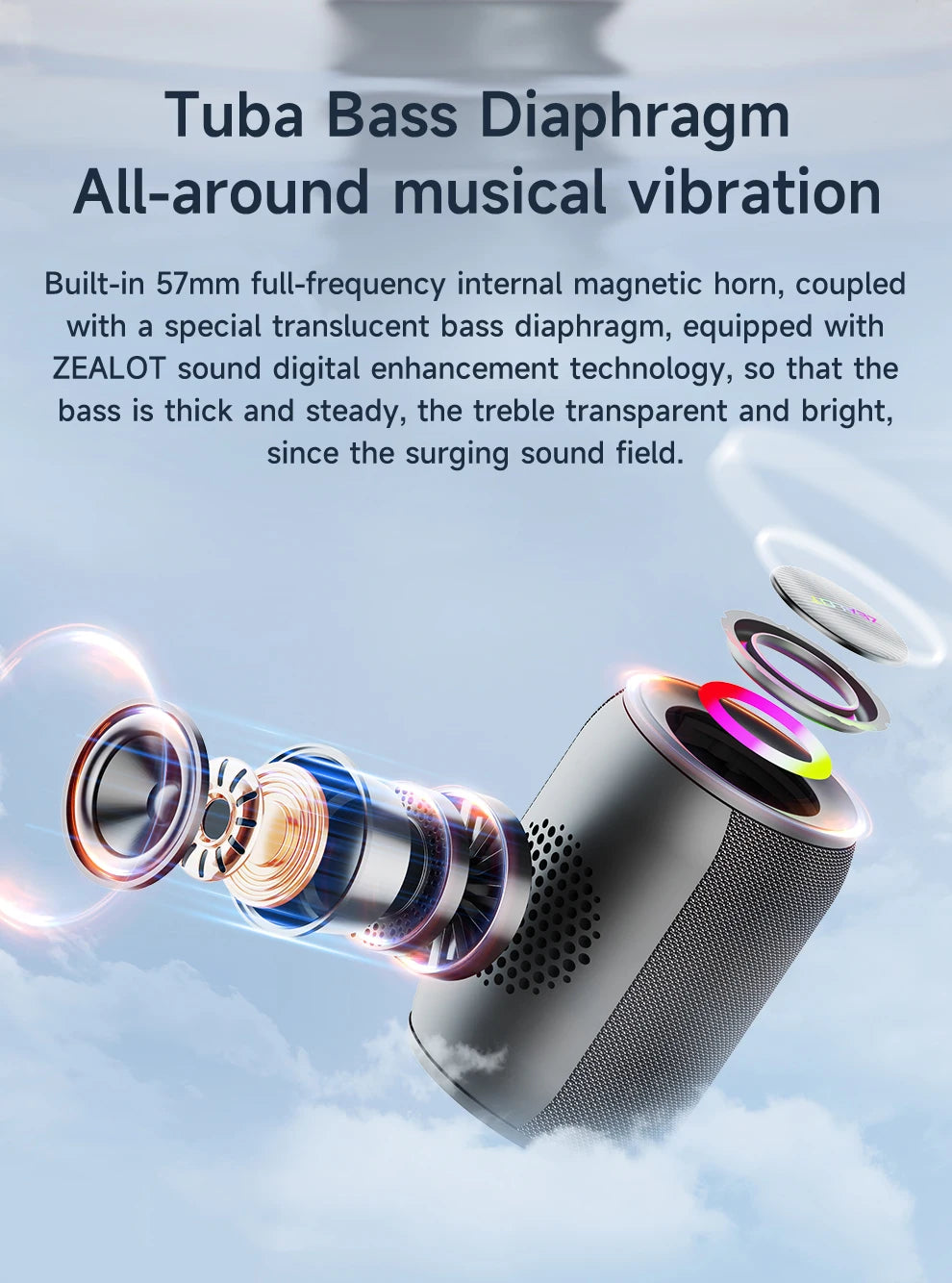 Powerful Bluetooth Speaker, Bass Wireless, LED Light, Outdoor Speakers, Subwoofer, Waterproof Sound Box Support