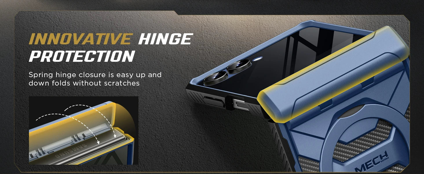 For Samsung Galaxy Z Flip 7 Case with 360° Spin  Ring Stand Built-in Privacy Screen Protector Full-Body Shockproof Cover