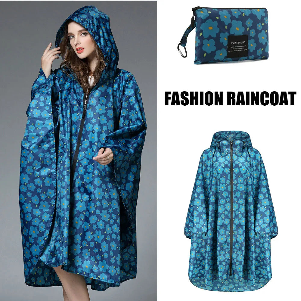 Lightweight Breathable Waterproof Rain Poncho with Belt and Storage Bag
