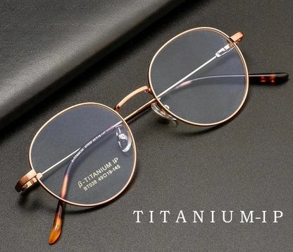 Ultra-light Fashion Titanium Alloy Eyewear Men Retro Round Small Face Optical Prescription Glasses Frame Women BT038T