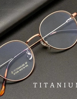 Ultra-light Fashion Titanium Alloy Eyewear Men Retro Round Small Face Optical Prescription Glasses Frame Women BT038T