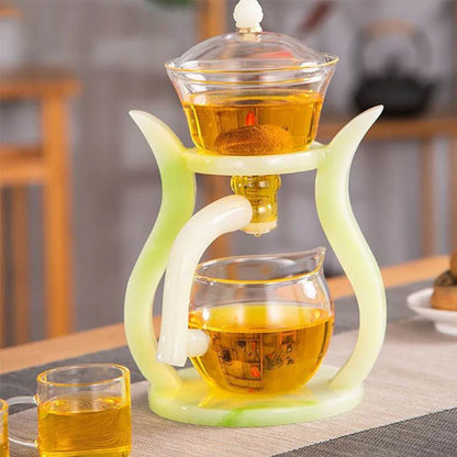 Artifact Lazy Kung Fu Tea Set Heat-resistant Glass Teapot Tea Infuser Coffee Automatic Magnetic Teaware Drinkware