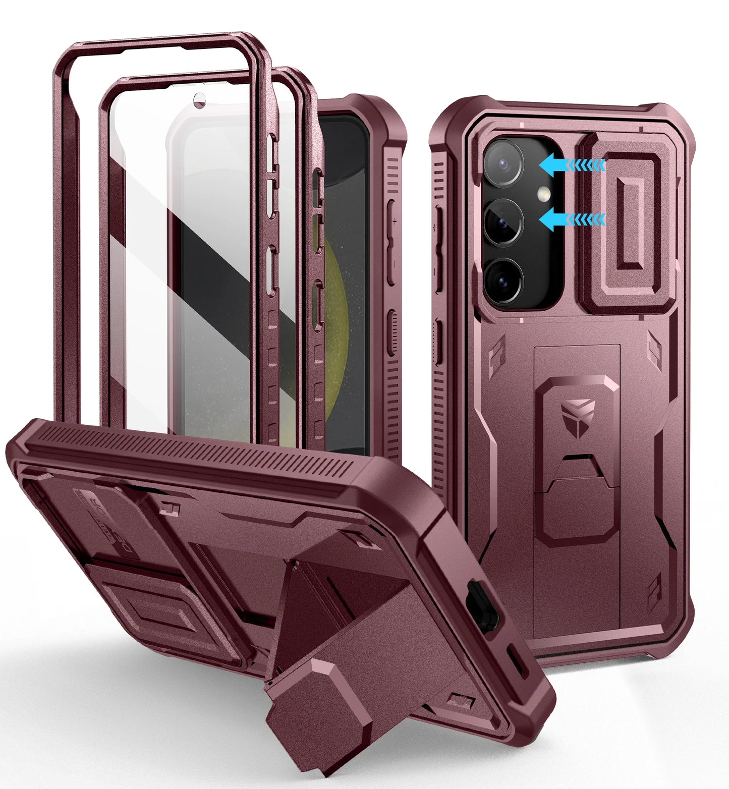 For Samsung Galaxy S24 Case 6.2 inch with Built-in Slide Camera Cover Full Body Rugged Case Built-in Screen Protector Kickstand