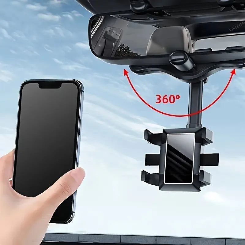 360 Car Phone Holder Rearview Mirror Mount Car Bracket Navigation Stand Foldable Adjustment Mobile Cell Phone Support in Car