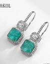 Gorgeous Princess Square Light Blue Cubic Zirconia Drop Earrings