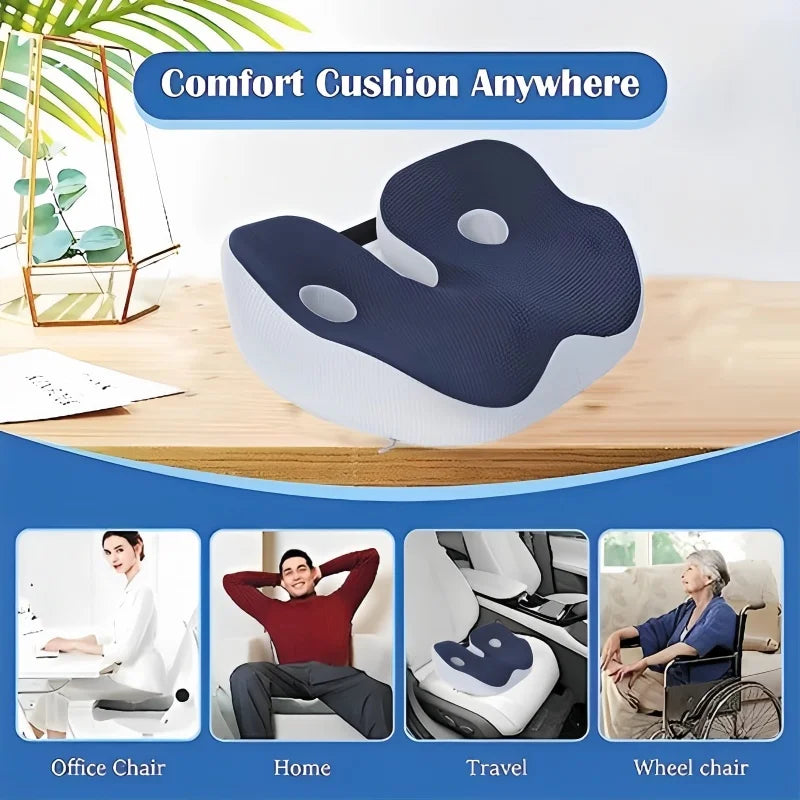 Portable Memory Foam Seat Cushion U-Shaped Office Car Airplane Pillow Back Support Pain Relief Pillow Ergonomic Body Support