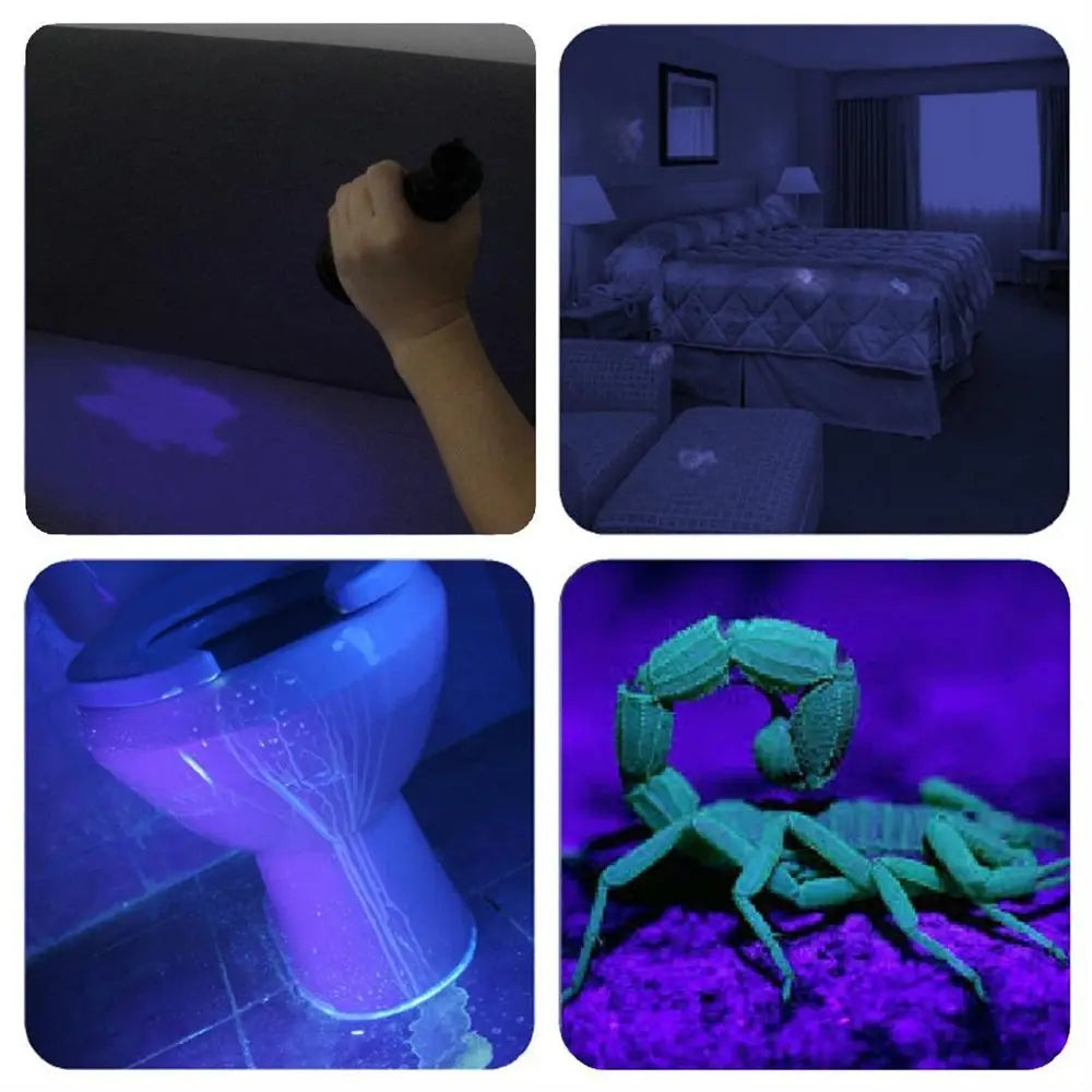 100 LED 395nm UV Blacklight Flashlight For Detection