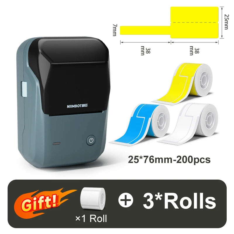 B1 Thermal Label Printer, Bluetooth Wireless Sticker Maker 20–50mm, Portable Inkless Barcode & QR Code Label Printer