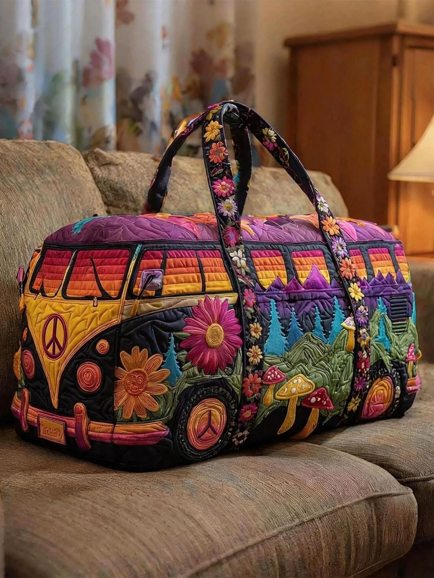 3D Bus Print Travel Duffle Bag Yoga Handbag