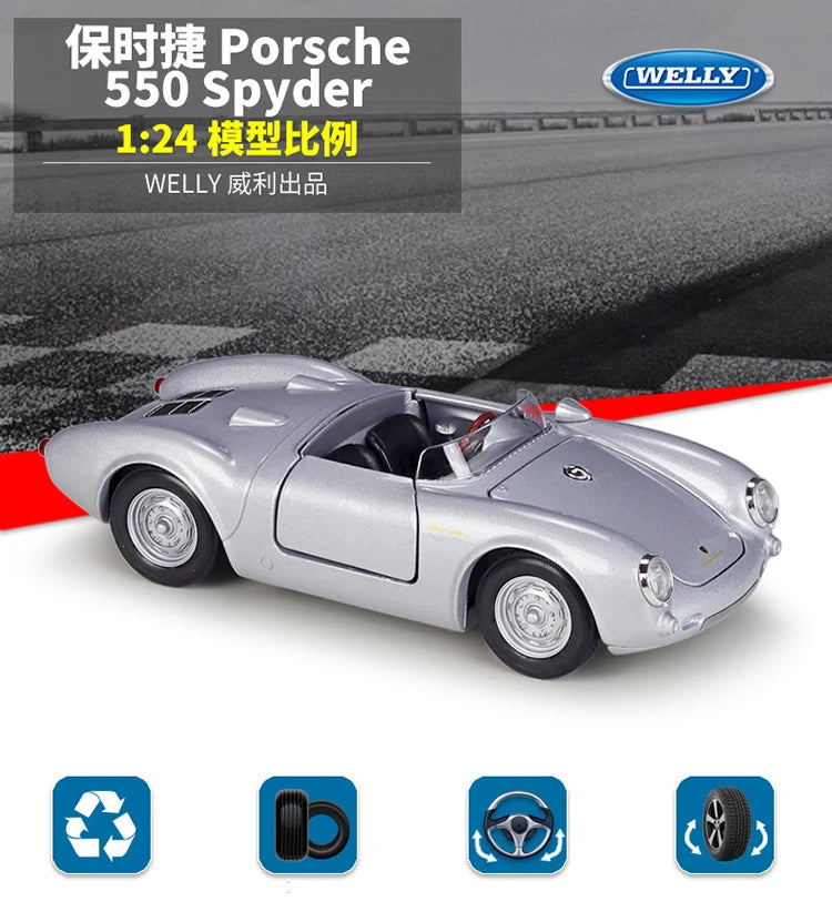 1 24 Scale Porsche 550 Spyder Diecast Model Car