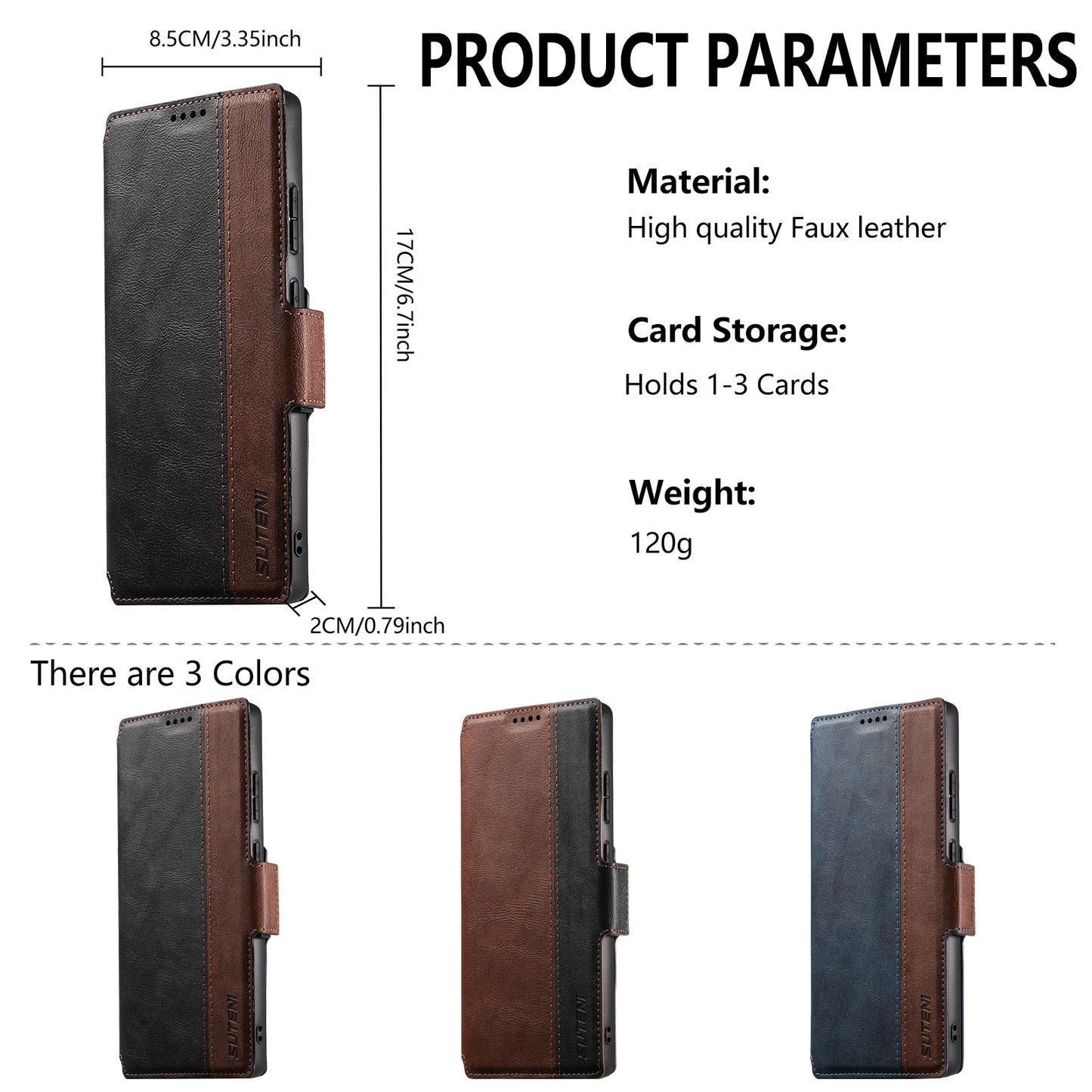 Magnetic Flip Wallet Case with Card Holder & Stand for Samsung Galaxy S26 Ultra / S25 / S24 / S23 – Faux Leather Wireless Charging Cover