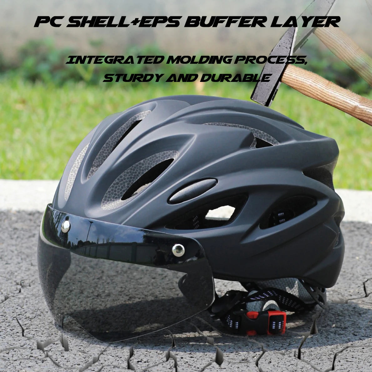 Lightweight Cycling Helmet With Magnetic Goggles And Adjustable Fit