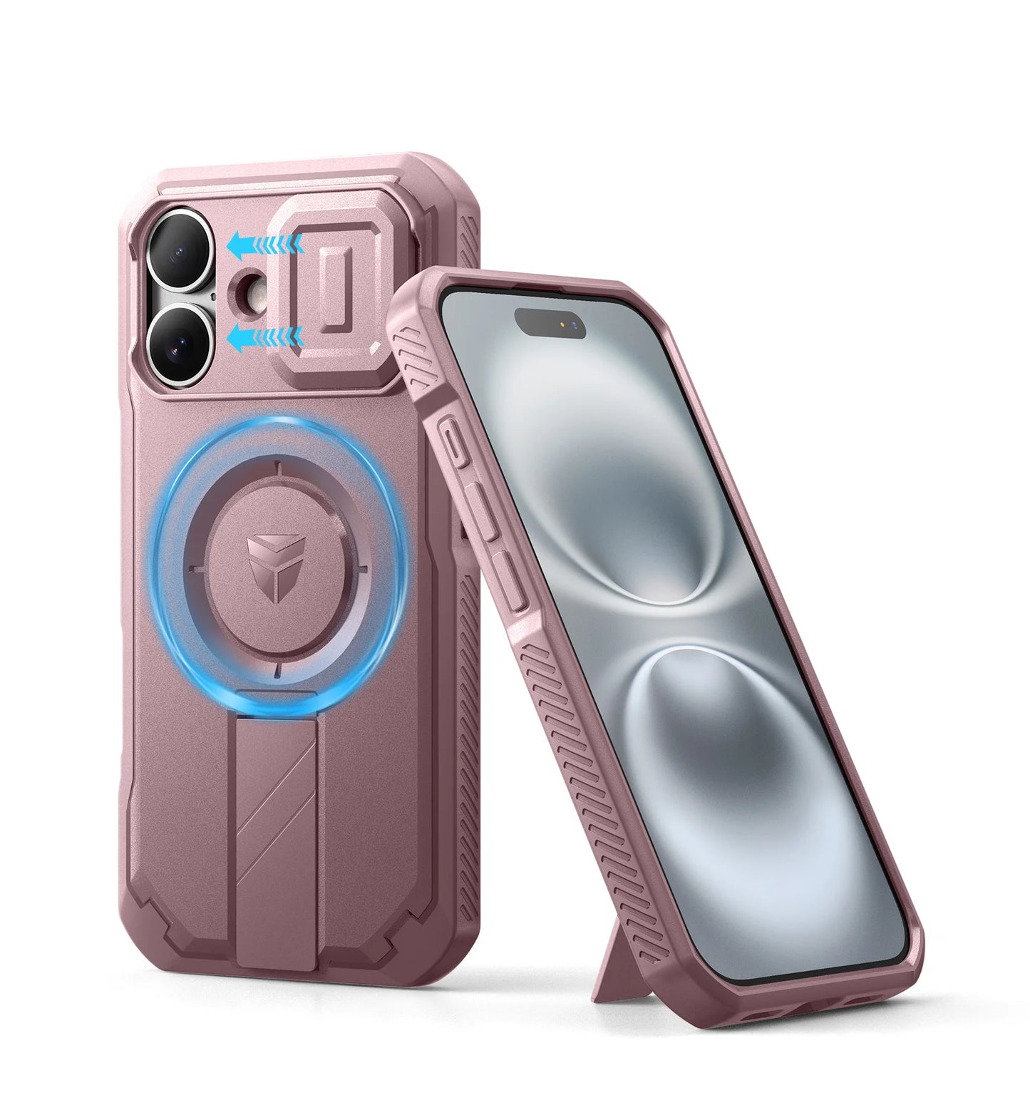 For iPhone 16 Compatible MagSafe Case with Slide Camera Cover and Adjustable Kickstand Shockproof Bumper Slim Protective Case